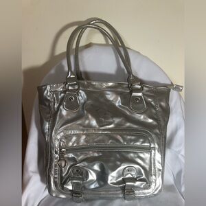 Metallic Silver Tote Handbag